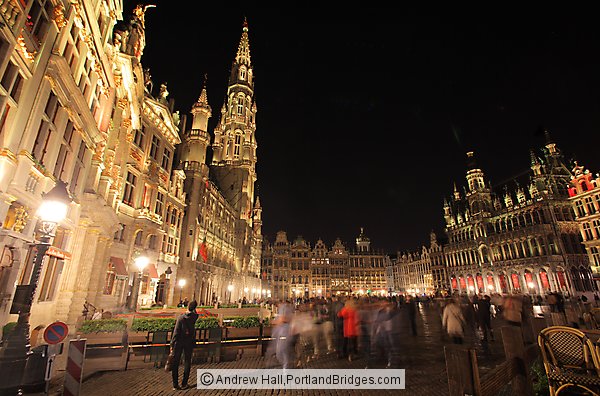 Grand Place, Town Hall at Night, Brussels