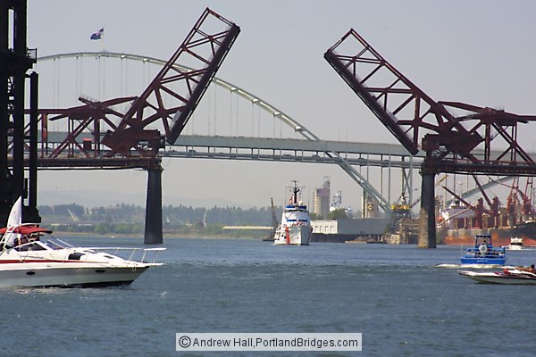 Broadway Bridge, Raised, Willamette River