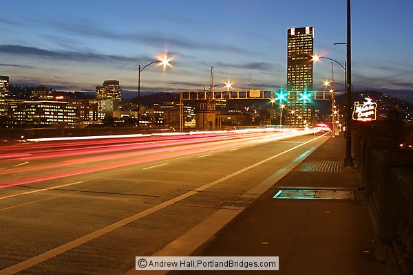 Burnside Bridge, Car Lights, Dusk (Portland, Oregon)