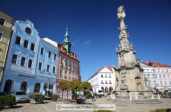 Main Square, Plague Column, Jindrichuv Hradec, Czech Republic