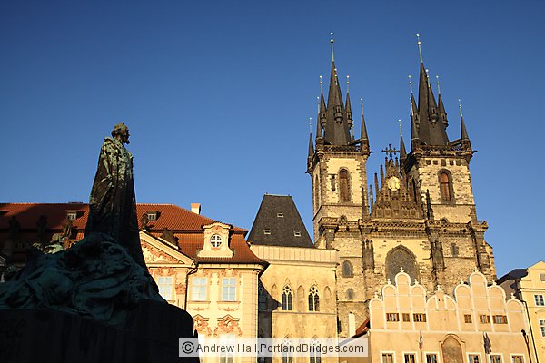 Jan Hus Monument, Tyn Church, Prague