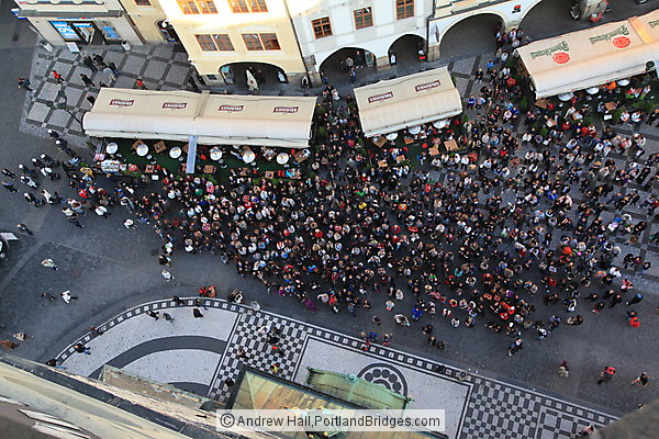 Prague Old town Square, View From Above, Clock Spectators