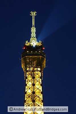 Eiffel Tower (top), Paris, Dusk, Lighted