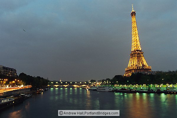 Eiffel Tower, Lit Up, Dusk, Paris