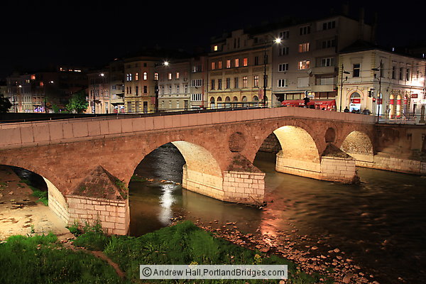 Latin Bridge at Night, Sarajevo
