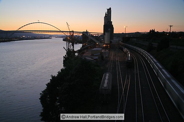 Fremont Bridge, Freight Trains, Dusk (Portland, Oregon)
