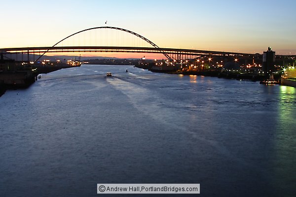 Fremont Bridge, Dusk, Orange Sky