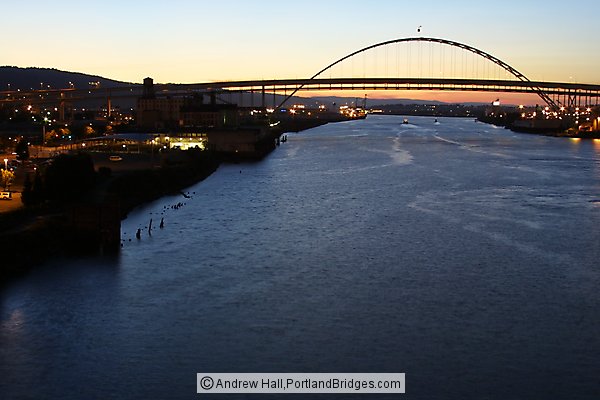 Fremont Bridge, Dusk, Orange Sky