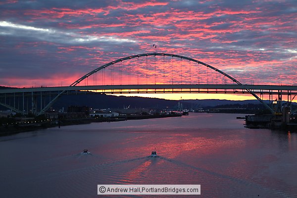 Fremont Bridge, Orange Sky, Dusk (Portland, Oregon)