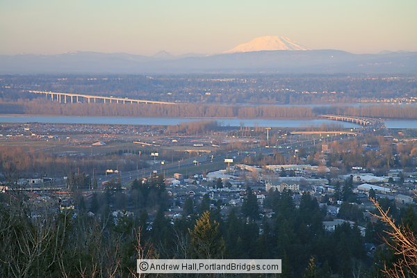 Glenn Jackson Bridge and Mt. St. Helens, from Rocky Butte (Portland, Oregon)