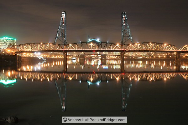 Hawthorne Bridge, Night, Reflection (Portland, Oregon)