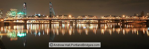 Hawthorne Bridge, Night, Panoramic (Portland, Oregon)