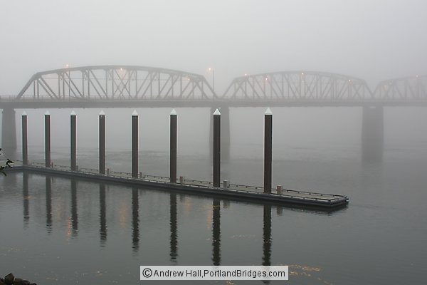 Hawthorne Bridge, Fog, Daybreak, Dock (Portland, Oregon)