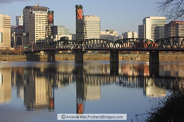Hawthorne Bridge, Water Reflection, Daytime (Portland, Oregon)