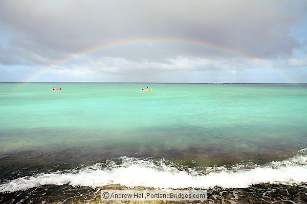 Oahu, Hawaii:  Lanikai Beach, Rainbow