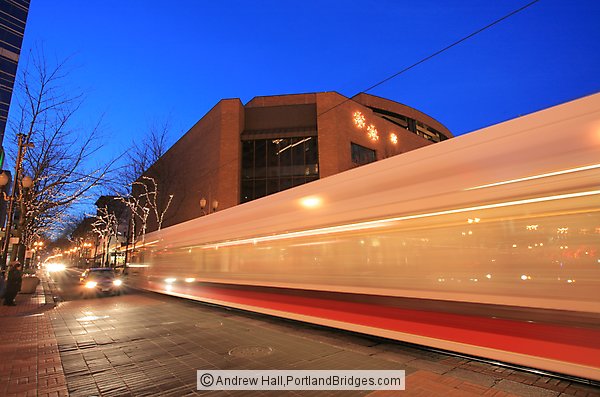 Max Train at Dusk, Pioneer Courthouse Square