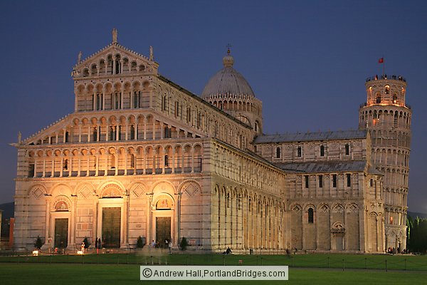 Dusk at the Field of Miracles and the Leaning Tower, Pisa