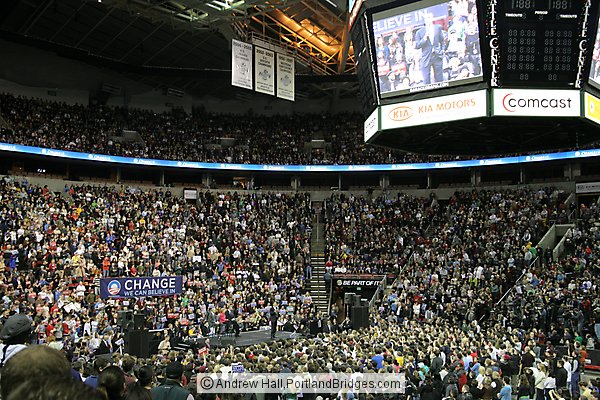 Barack Obama Rally, Seattle, Key Arena Big Screen