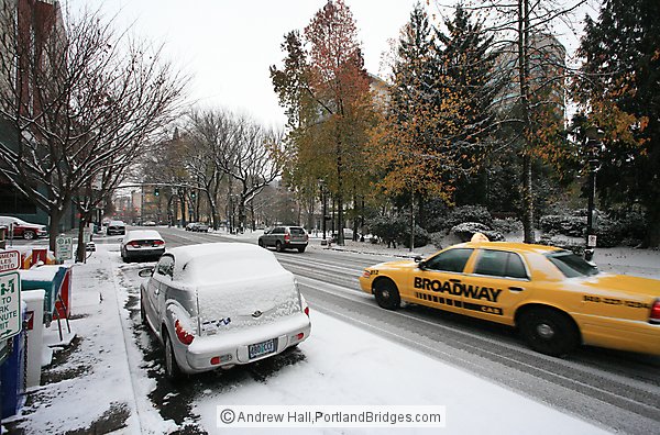 SW 4th Avenue, Taxi, Snow (Portland, Oregon)