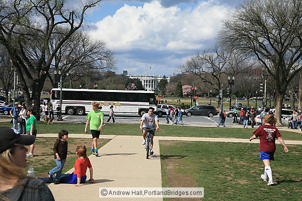 National Mall, Washington DC, facing north White House in distance