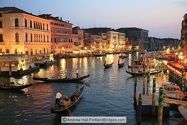 Grand Canal Dusk, Gondolas, Venice, Italy