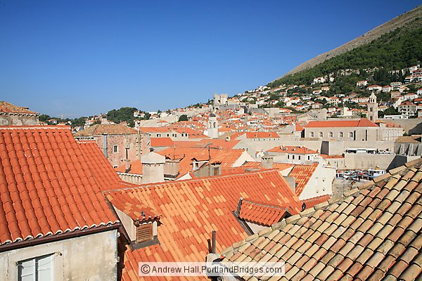 Walking the City Walls, Dubrovnik, Croatia: Orange Roof Tiles, old and new