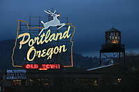 Portland, Oregon Sign (formerly Made in Oregon), Dusk