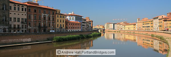 Panorama, Arno River Buildings, Reflections, Pisa