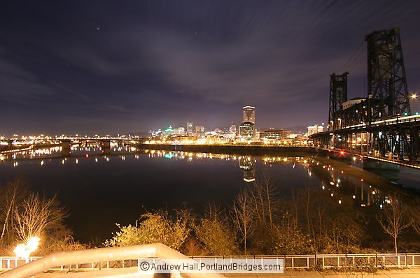Portland Buildings, Willamette River, Reflections, Dusk