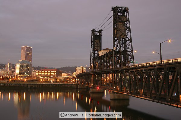 Steel Bridge, Willamette River, Daybreak (Portland, Oregon)