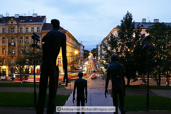 Prague Memorial to Communist Victims, Dusk