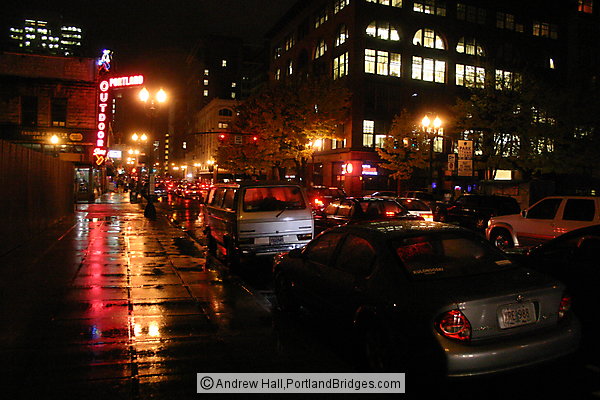 Portland Downtown, Night, Rain