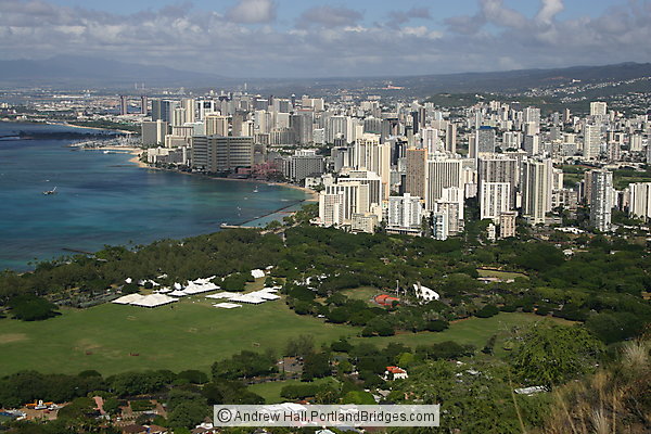Oahu, Hawaii:  View from Diamond Head top, Honolulu
