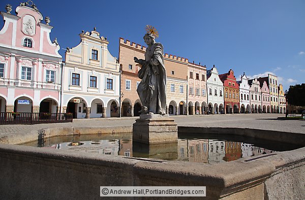 Old Town Square, St. Margaret Statue, Telc, Czech Republic
