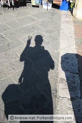 Siena, Italy street:  Photographer's Shadow
