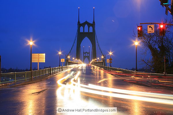 St. Johns Bridge, Dusk, Car Lights