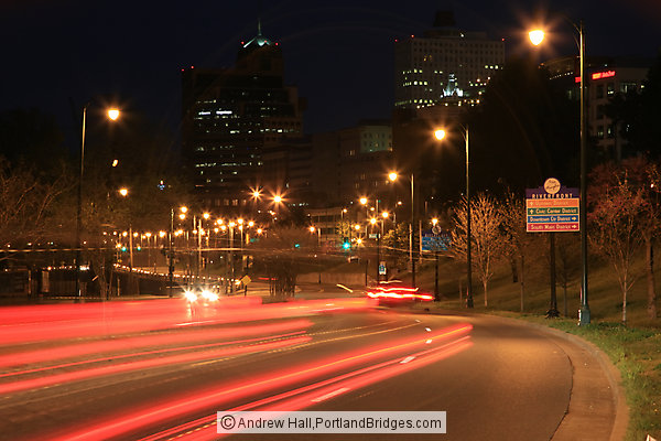 Memphis, Tennessee, dusk, car light streaks