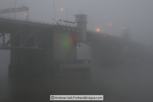 Morrison Bridge at Daybreak, Foggy (Portland, Oregon)