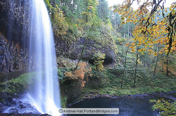 Lower South Falls from behind, Silver Falls State Park, Oregon