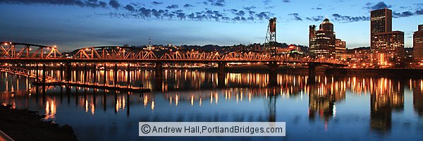 Portland Cityscape, Reflections, Clouds, Dusk