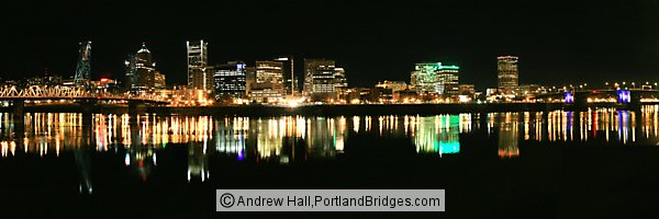 Portland Cityscape, Hawthorne Bridge and Morrison Bridge, Night
