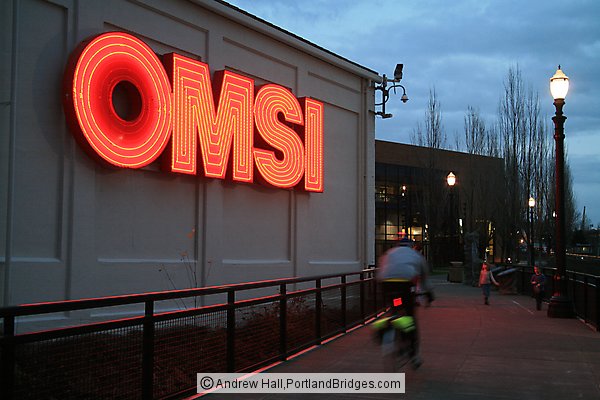 OMSI Sign at Dusk (Portland, Oregon)