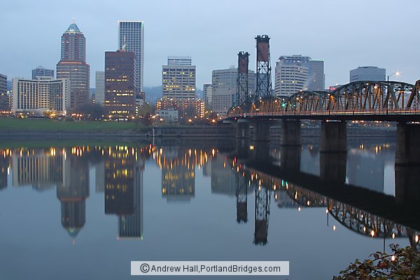 Portland Waterfront, Daybreak, Reflections, Willamette River