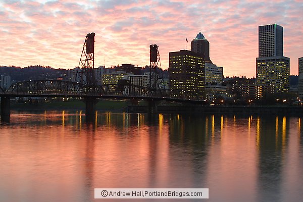 Portland Cityscape, Sunset, Orange Sky