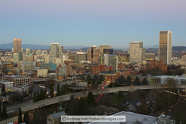 Portland Cityscape, facing east, dusk
