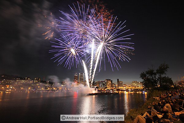 Portland Fireworks, from OMSI, Willamette River, July 4, 2012