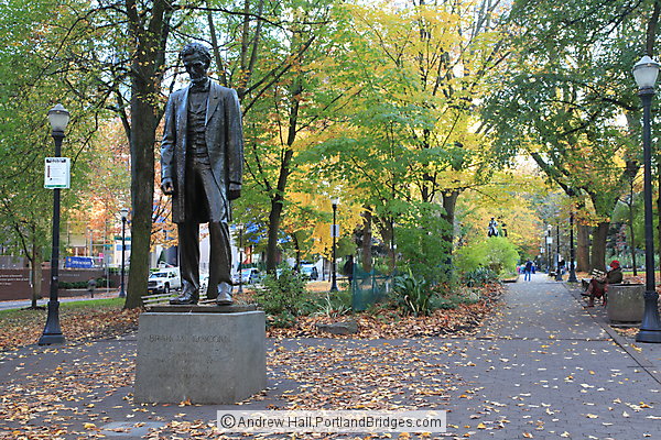 Abraham Lincoln Statue, South Park Blocks, Fall Leaves, Portland