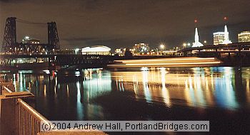 Portland Riverfront, Light Streaks, Portland At Night