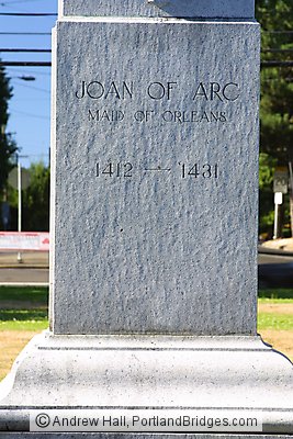 Joan of Arc Statue inscription, Portland, Oregon
