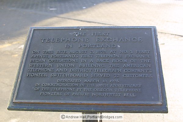 First Telephone Exchange Plaque (1976), Portland, Oregon